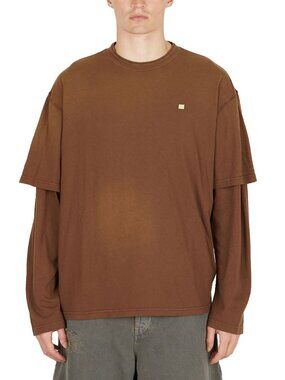 Acne Studios Face Patch Long Sleeve T-Shirt Brown Size Small